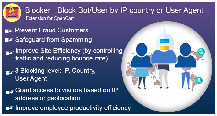 Opencart Blocker - Block Bot, Country or User Agent